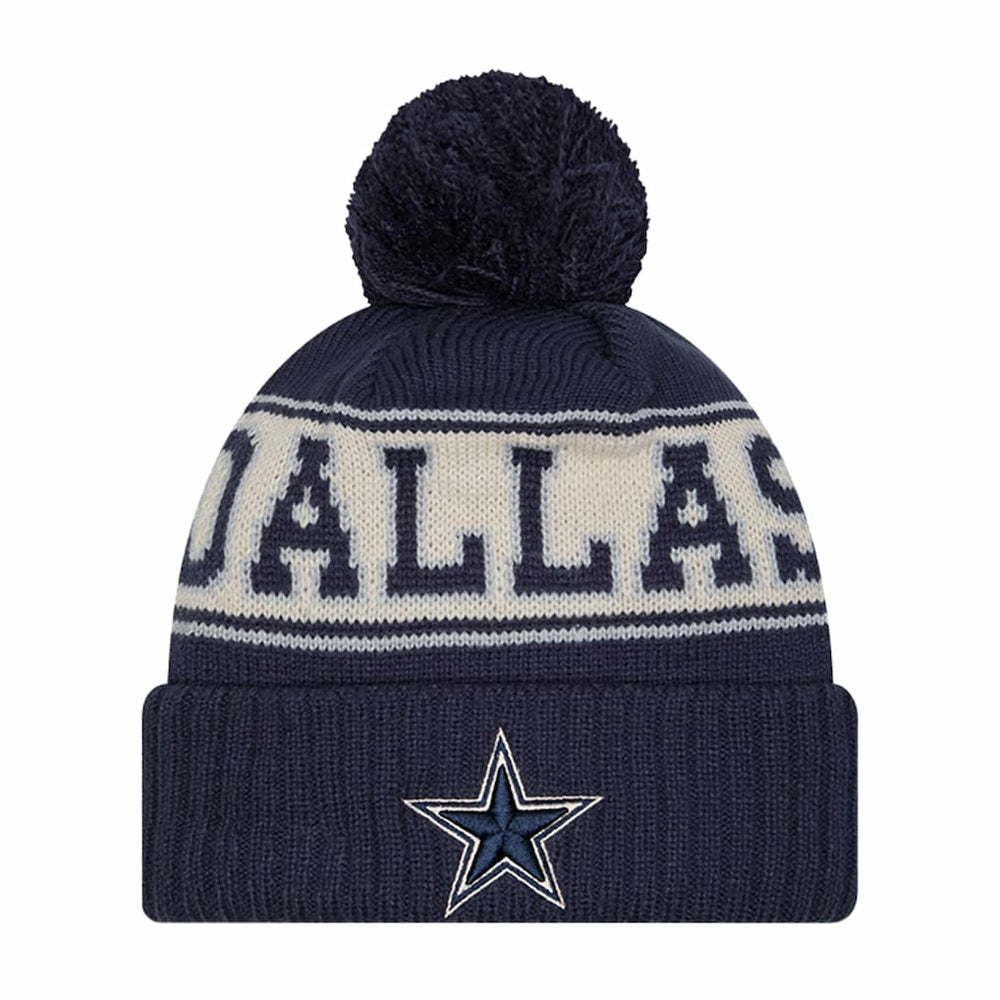 Dallas Cowboys New Era Retro Cuffed Knit Hat with Pom Navy