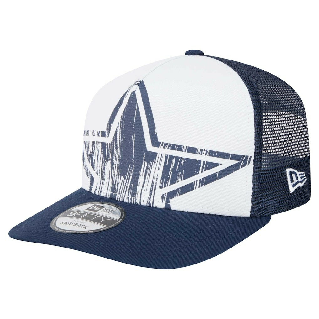 Dallas Cowboys New Era Youth Distressed 9FIFTY A-Frame Snapback Hat White/Navy