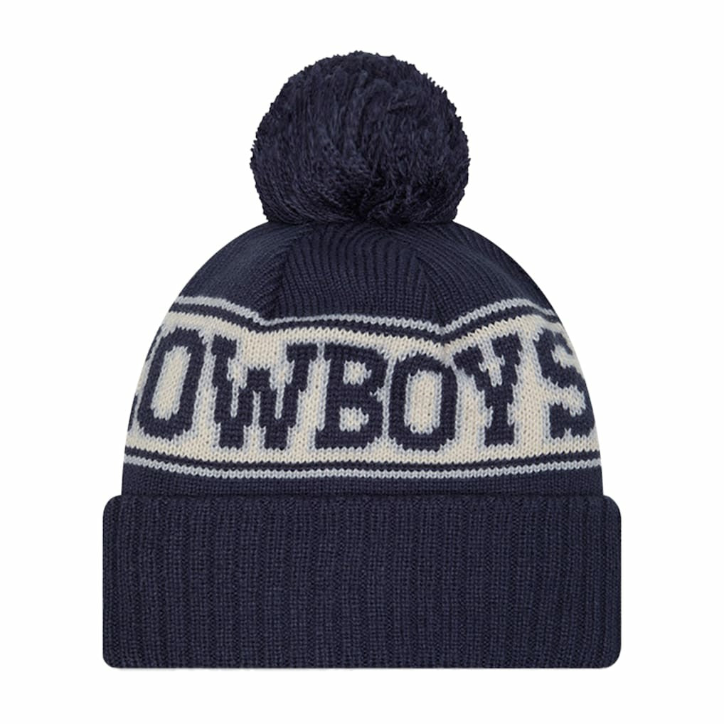 Dallas Cowboys New Era Youth Retro Cuffed Knit Hat with Pom Navy