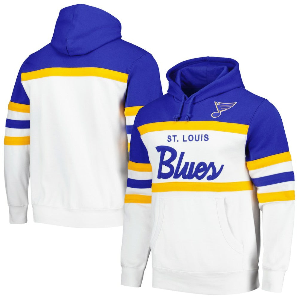 St. Louis Blues Mitchell & Ness Head Coach Pullover Hoodie - White/Blue - NHL 201112921