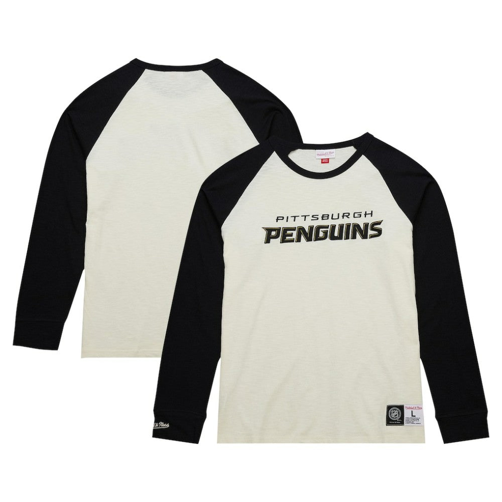 Pittsburgh Penguins Mitchell & Ness Legendary Slub Vintage Raglan Long Sleeve T-Shirt - Cream - NHL 201112933