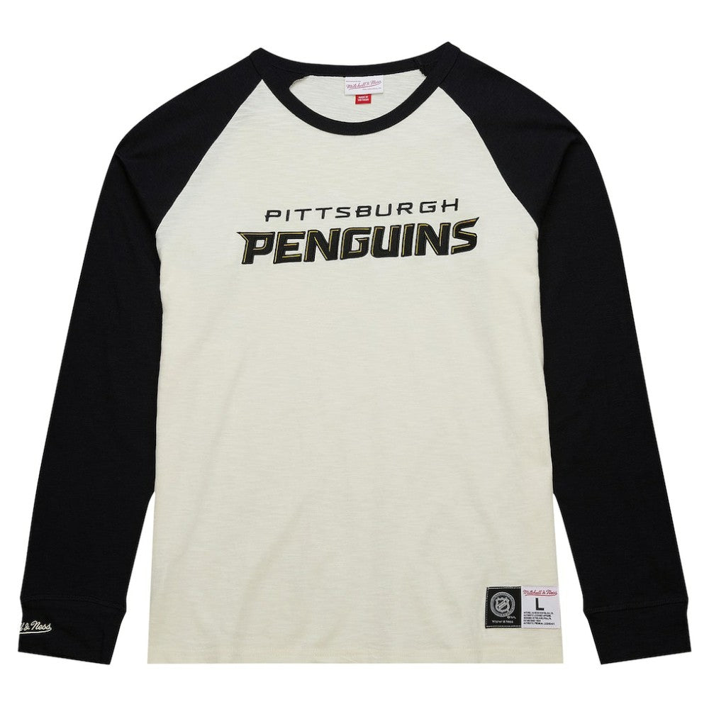 Pittsburgh Penguins Mitchell & Ness Legendary Slub Vintage Raglan Long Sleeve T-Shirt - Cream - NHL 201112933