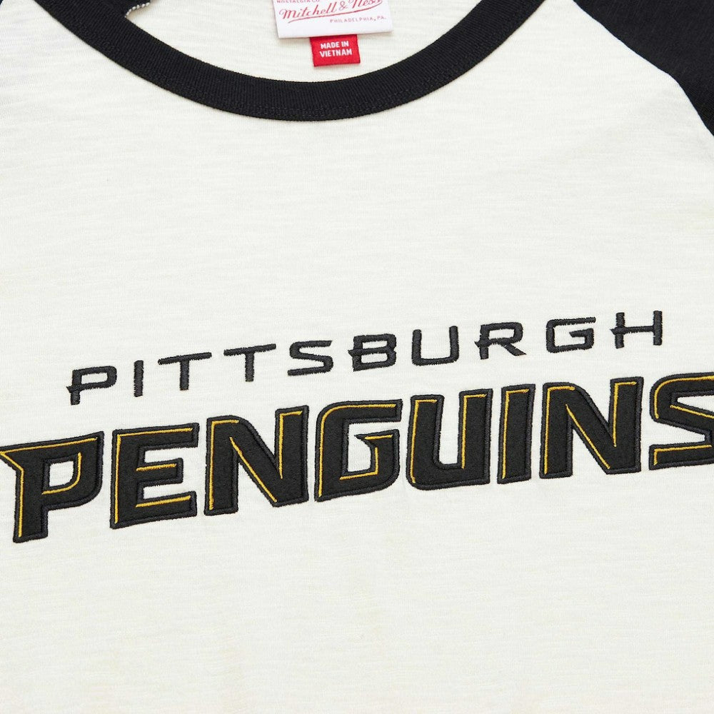 Pittsburgh Penguins Mitchell & Ness Legendary Slub Vintage Raglan Long Sleeve T-Shirt - Cream - NHL 201112933