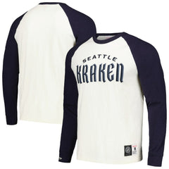 Seattle Kraken Mitchell & Ness Legendary Slub Vintage Raglan Long Sleeve T-Shirt - Cream - NHL 201112934
