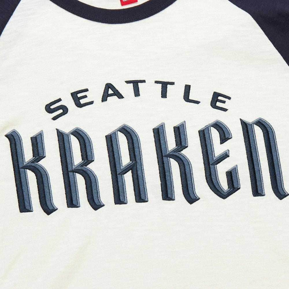 Seattle Kraken Mitchell & Ness Legendary Slub Vintage Raglan Long Sleeve T-Shirt - Cream - NHL 201112934