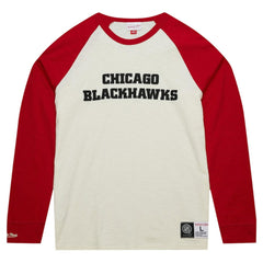 Chicago Blackhawks Mitchell & Ness Legendary Slub Vintage Raglan Long Sleeve T-Shirt - Cream - NHL 201112939