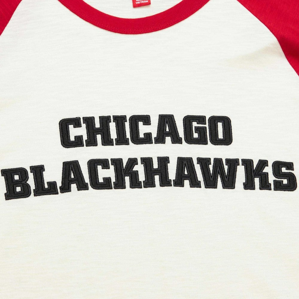 Chicago Blackhawks Mitchell & Ness Legendary Slub Vintage Raglan Long Sleeve T-Shirt - Cream - NHL 201112939