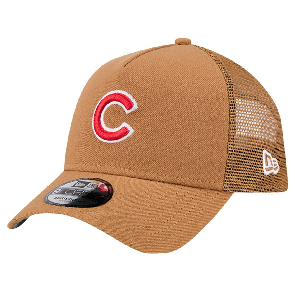 Chicago Cubs New Era A-Frame Trucker 9FORTY Adjustable Hat - Brown - New Era Lifestyle