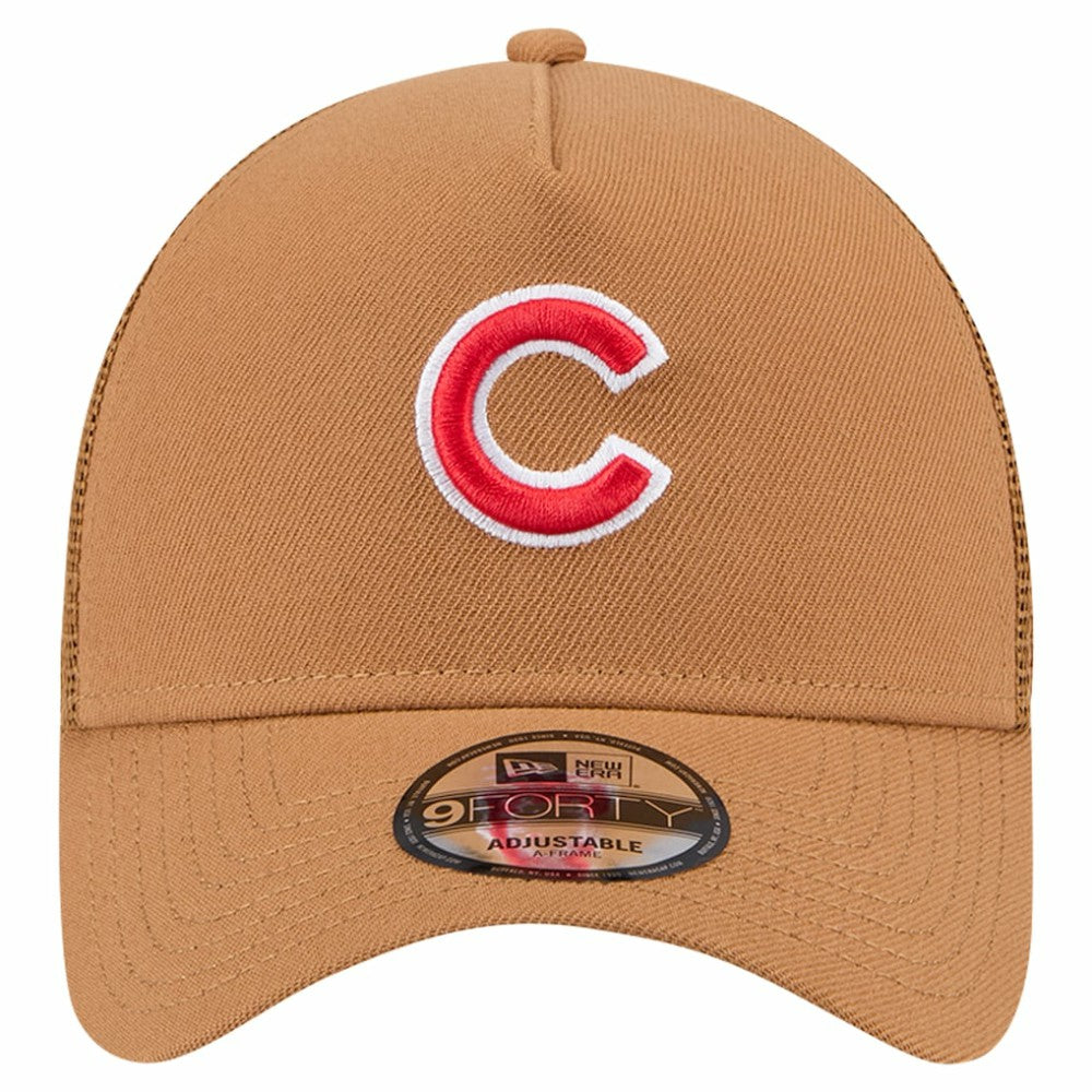 Chicago Cubs New Era A-Frame Trucker 9FORTY Adjustable Hat - Brown - New Era Lifestyle