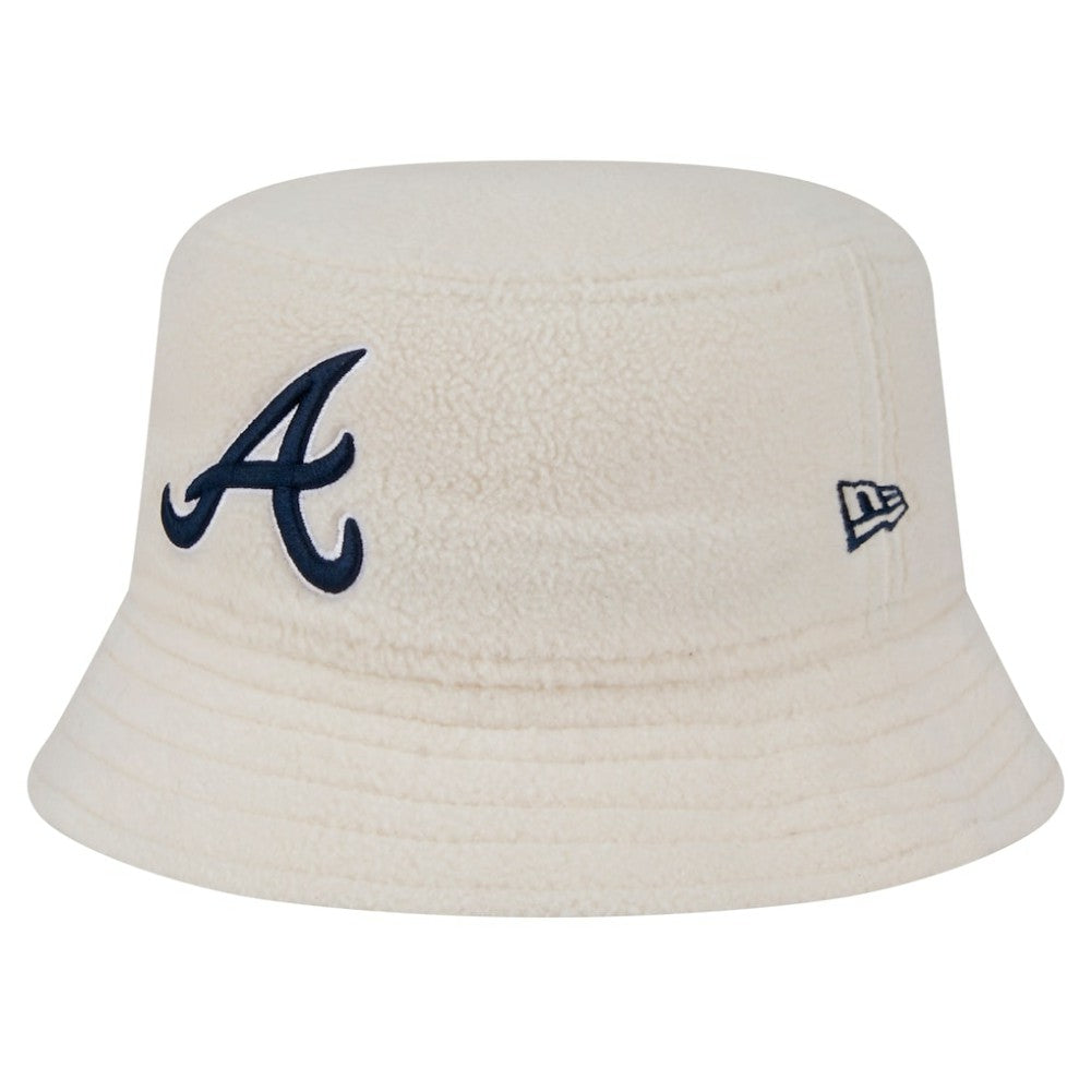 Atlanta Braves New Era Women's Chrome Cozy Bucket Hat - White - New Era Discount