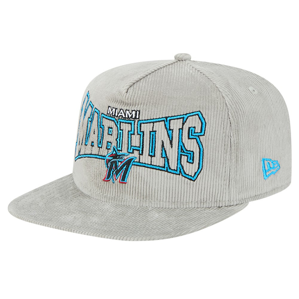 New Era Miami Marlins Gray Corduroy Golfer Snapback Hat - New Era Online