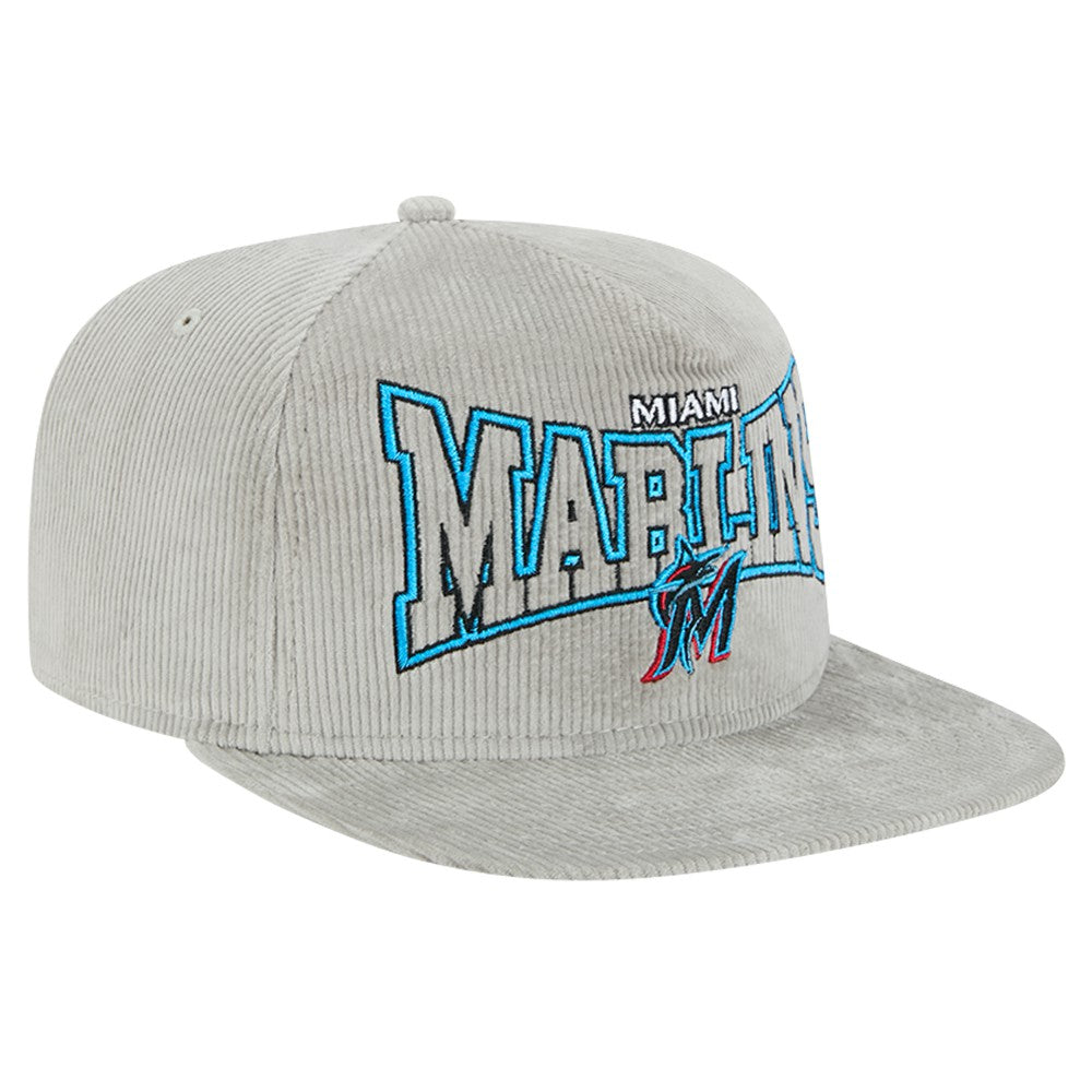 New Era Miami Marlins Gray Corduroy Golfer Snapback Hat - New Era Online