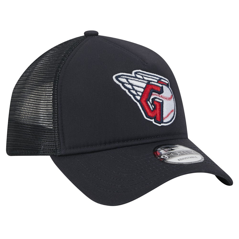 Cleveland Guardians New Era 9FORTY A-Frame Trucker Adjustable Hat - Navy - New Era Sale