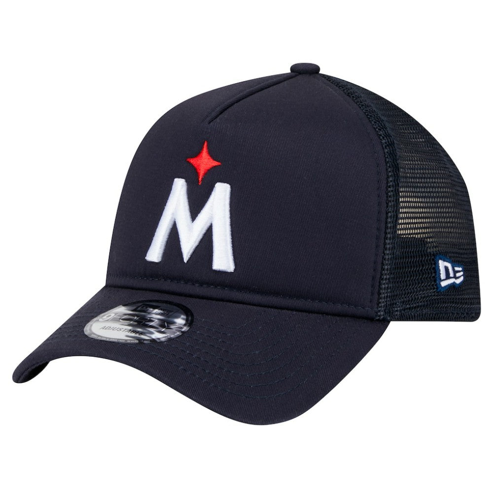 Minnesota Twins New Era 9FORTY A-Frame Trucker Adjustable Hat - Navy - New Era Discount