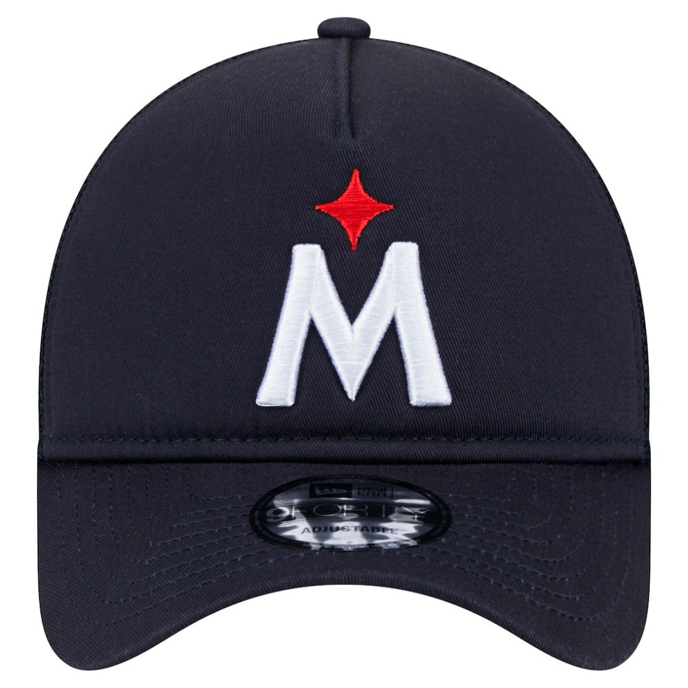 Minnesota Twins New Era 9FORTY A-Frame Trucker Adjustable Hat - Navy - New Era Discount