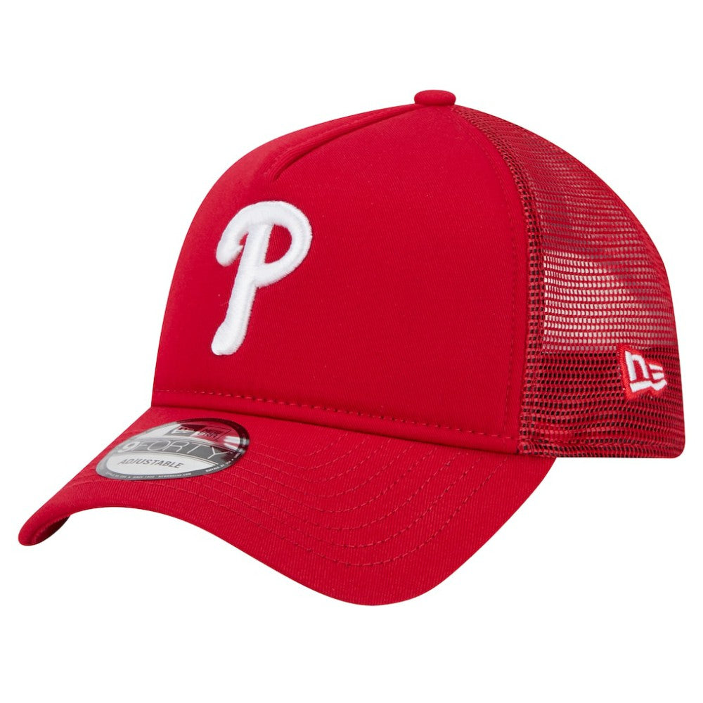 Philadelphia Phillies New Era 9FORTY A-Frame Trucker Adjustable Hat - Red - New Era Sale