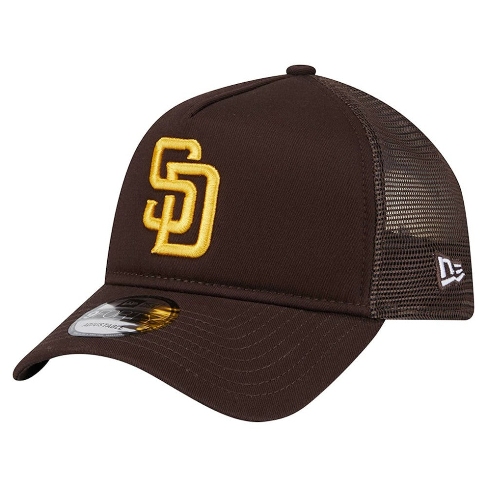 San Diego Padres New Era 9FORTY A-Frame Trucker Adjustable Hat - Brown - New Era Online