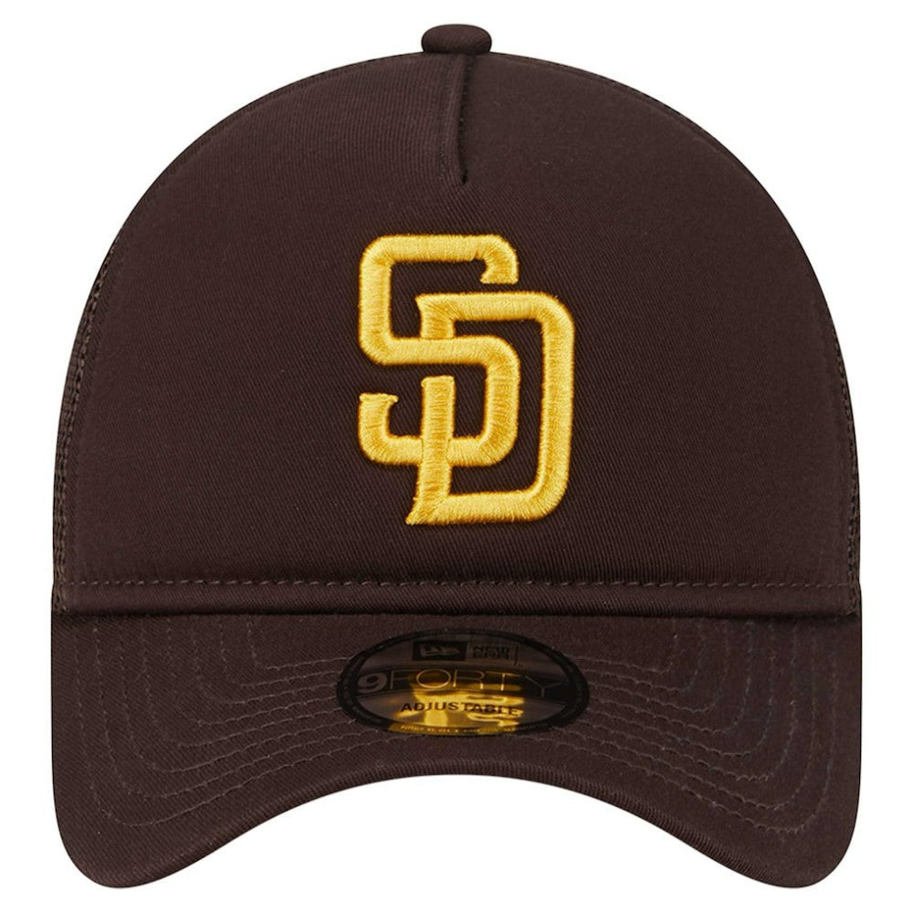 San Diego Padres New Era 9FORTY A-Frame Trucker Adjustable Hat - Brown - New Era Online