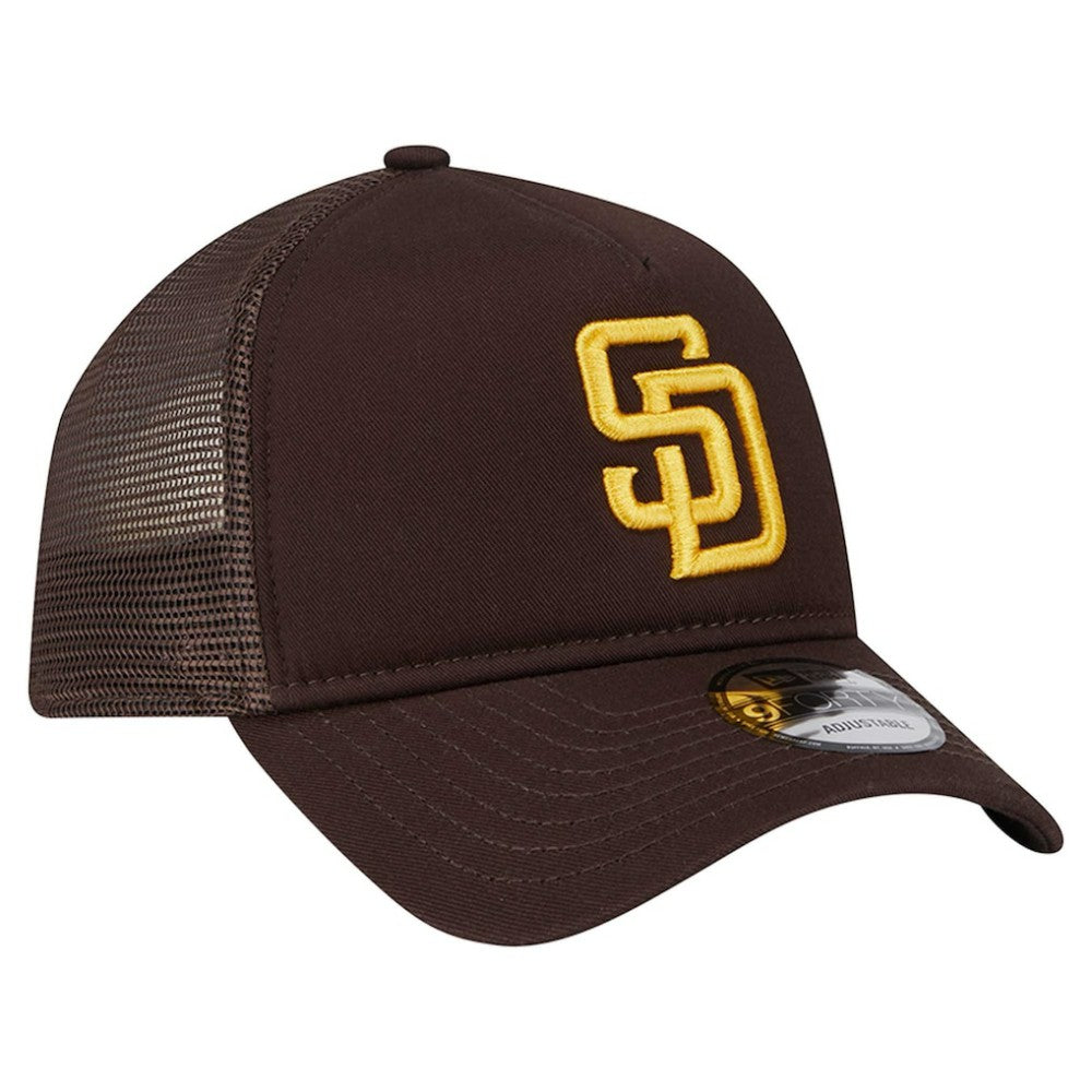 San Diego Padres New Era 9FORTY A-Frame Trucker Adjustable Hat - Brown - New Era Online