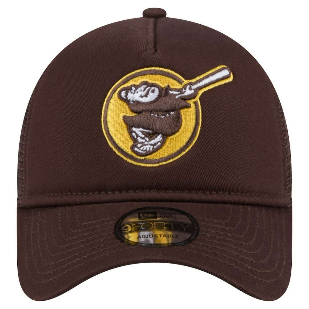 San Diego Padres New Era 9FORTY A-Frame Trucker Adjustable Hat - Brown - New Era on Sale