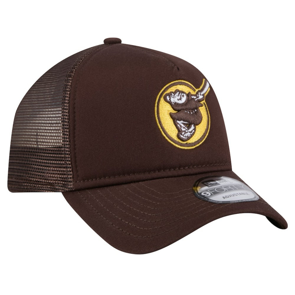 San Diego Padres New Era 9FORTY A-Frame Trucker Adjustable Hat - Brown - New Era on Sale