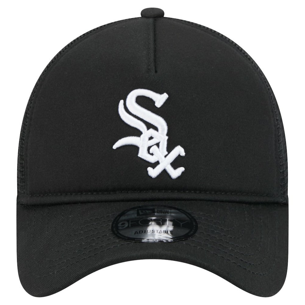 Chicago White Sox New Era 9FORTY A-Frame Trucker Adjustable Hat - Black - New Era Discount