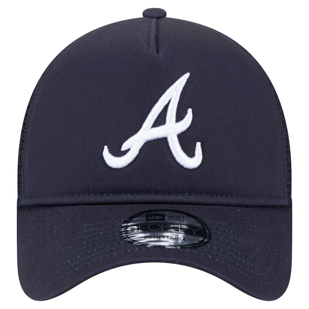 Atlanta Braves New Era 9FORTY A-Frame Trucker Adjustable Hat - Navy - New Era Online