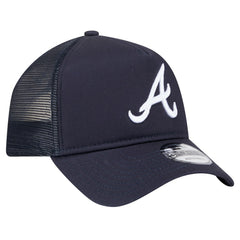 Atlanta Braves New Era 9FORTY A-Frame Trucker Adjustable Hat - Navy - New Era Online