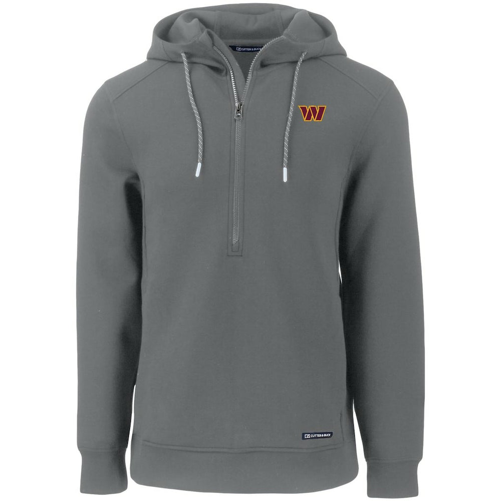 Washington Commanders Cutter & Buck Primary Mark Roam Eco Recycled Half-Zip Pullover Hoodie Gray