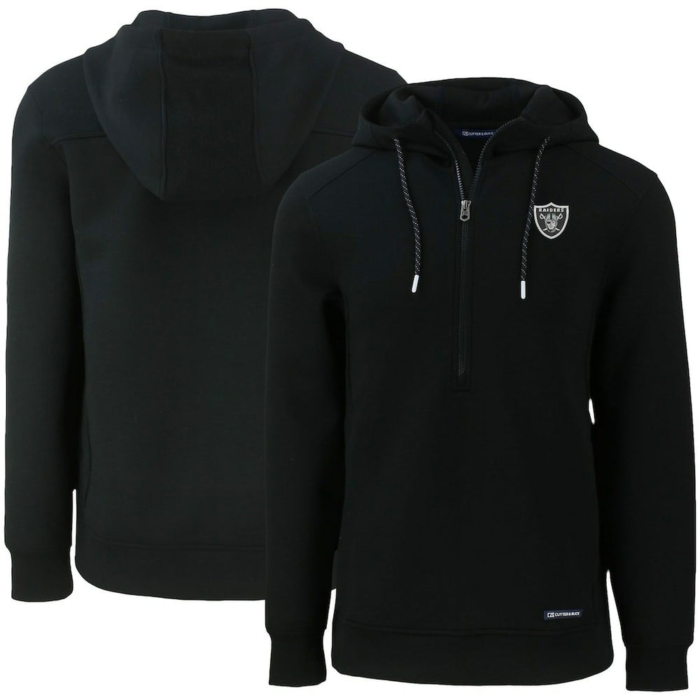 Las Vegas Raiders Cutter & Buck Primary Mark Roam Eco Recycled Half-Zip Pullover Hoodie Black