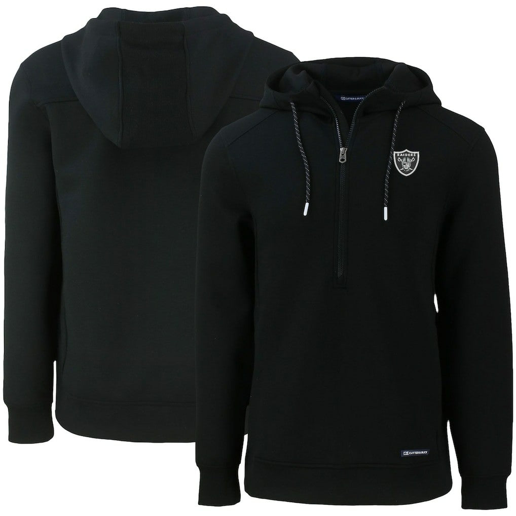 Las Vegas Raiders Cutter & Buck Primary Mark Roam Eco Recycled Half-Zip Pullover Hoodie Black