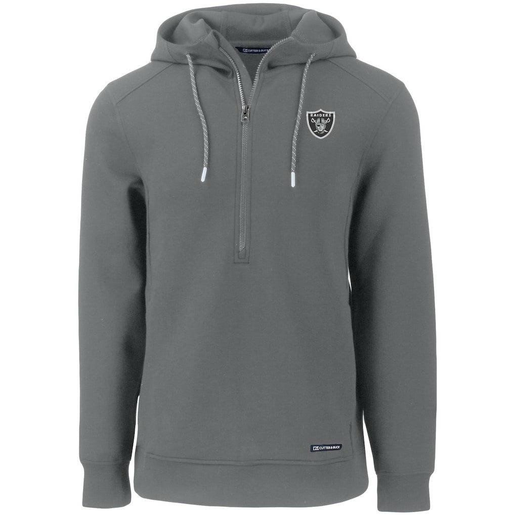Las Vegas Raiders Cutter & Buck Primary Mark Roam Eco Recycled Half-Zip Pullover Hoodie Gray