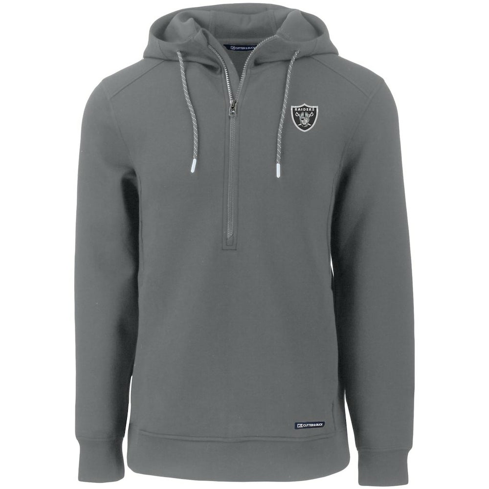 Las Vegas Raiders Cutter & Buck Primary Mark Roam Eco Recycled Half-Zip Pullover Hoodie Gray