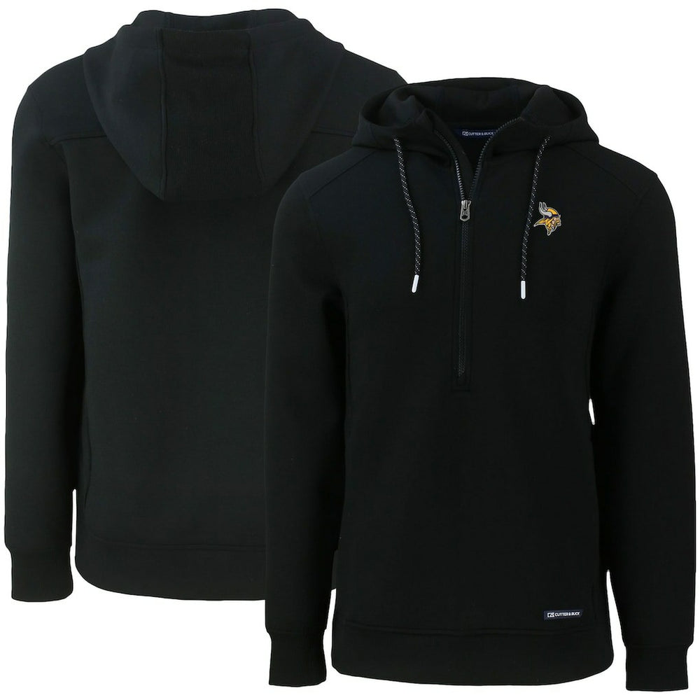 Minnesota Vikings Cutter & Buck Primary Mark Roam Eco Recycled Half-Zip Pullover Hoodie Black