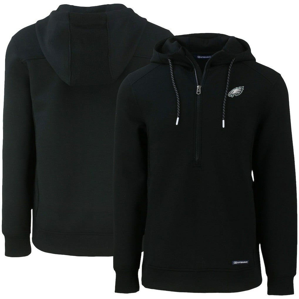 Philadelphia Eagles Cutter & Buck Primary Mark Roam Eco Recycled Half-Zip Pullover Hoodie Black