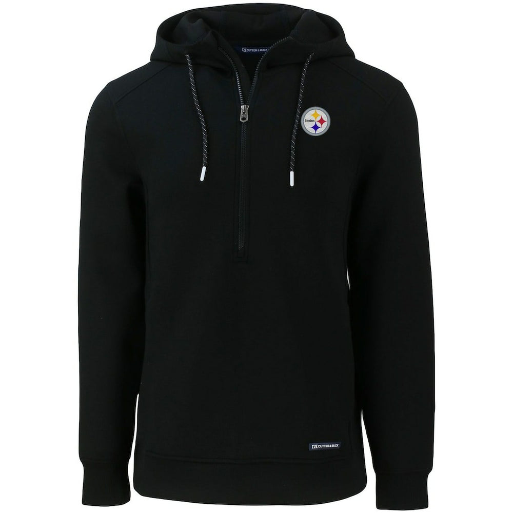 Pittsburgh Steelers Cutter & Buck Primary Mark Roam Eco Recycled Half-Zip Pullover Hoodie Black