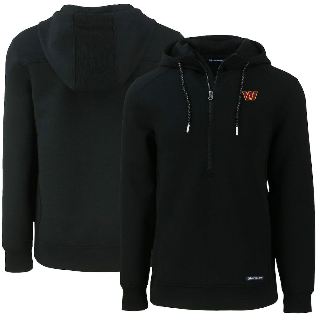 Washington Commanders Cutter & Buck Primary Mark Roam Eco Recycled Half-Zip Pullover Hoodie Black