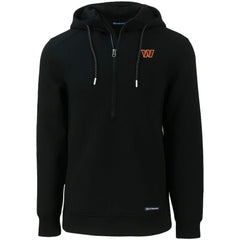 Washington Commanders Cutter & Buck Primary Mark Roam Eco Recycled Half-Zip Pullover Hoodie Black
