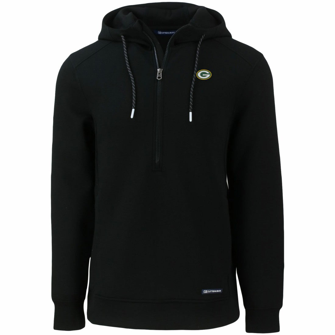 Green Bay Packers Cutter & Buck Primary Mark Roam Eco Recycled Half-Zip Pullover Hoodie Black
