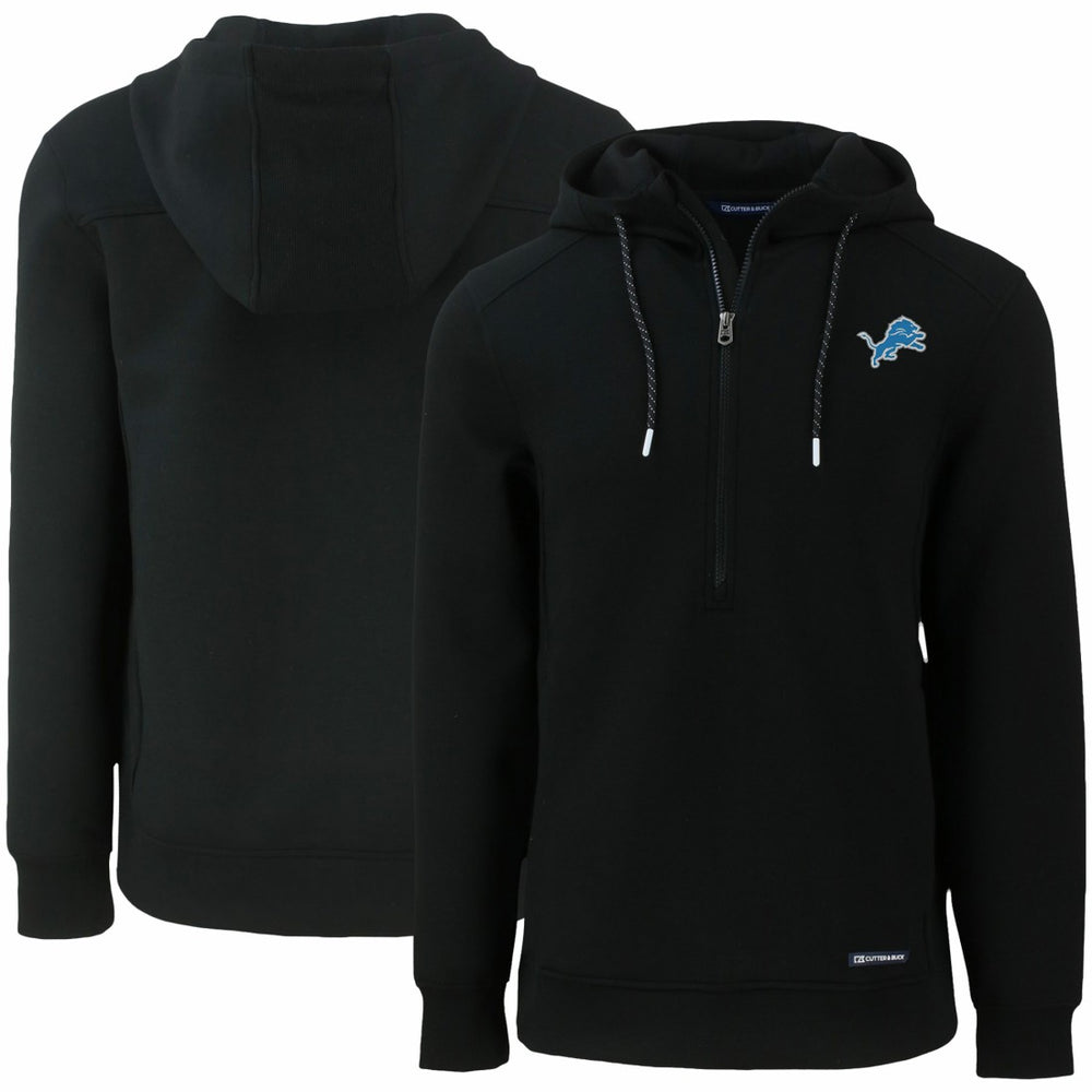 Detroit Lions Cutter & Buck Primary Mark Roam Eco Recycled Half-Zip Pullover Hoodie Black