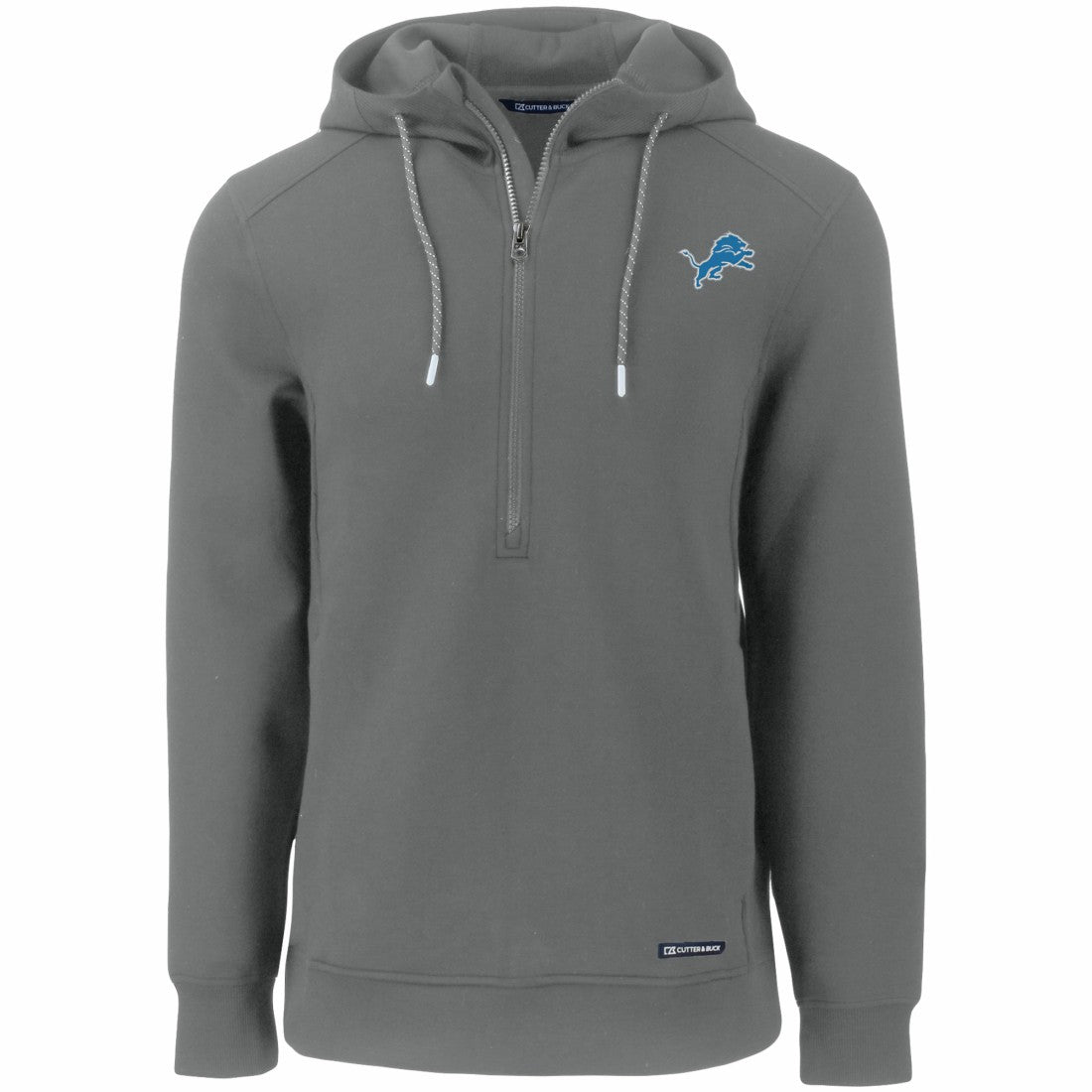 Detroit Lions Cutter & Buck Primary Mark Roam Eco Recycled Half-Zip Pullover Hoodie Gray