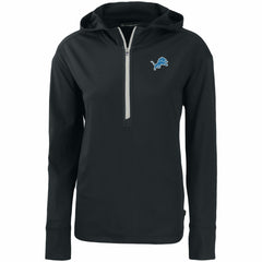 Detroit Lions Cutter & Buck Women's Primary Mark Daybreak Eco Recycled Half-Zip Hoodie Black