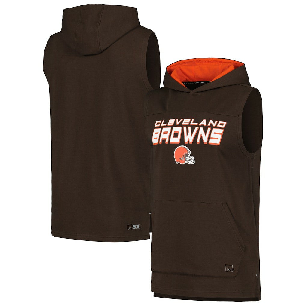 Cleveland Browns MSX by Michael Strahan Captain Sleeveless Hoodie T-Shirt Brown