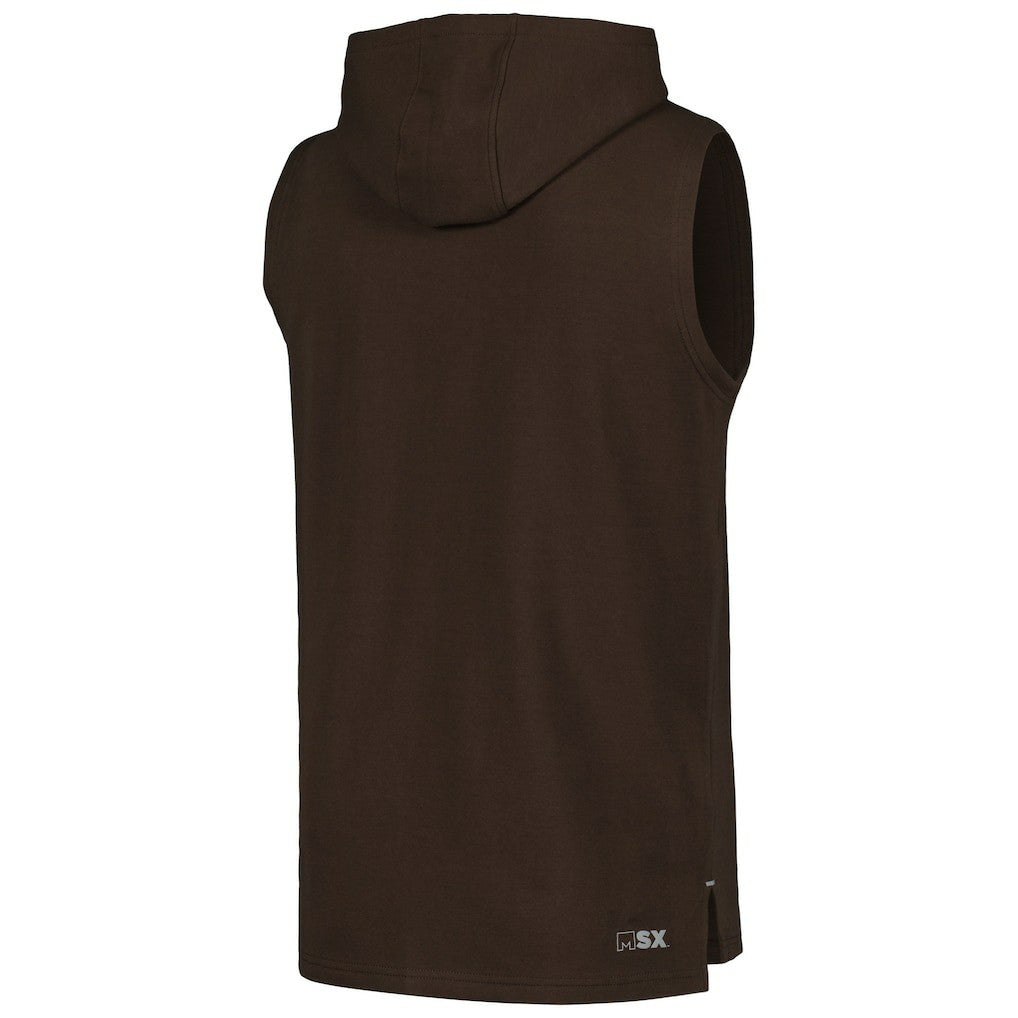 Cleveland Browns MSX by Michael Strahan Captain Sleeveless Hoodie T-Shirt Brown