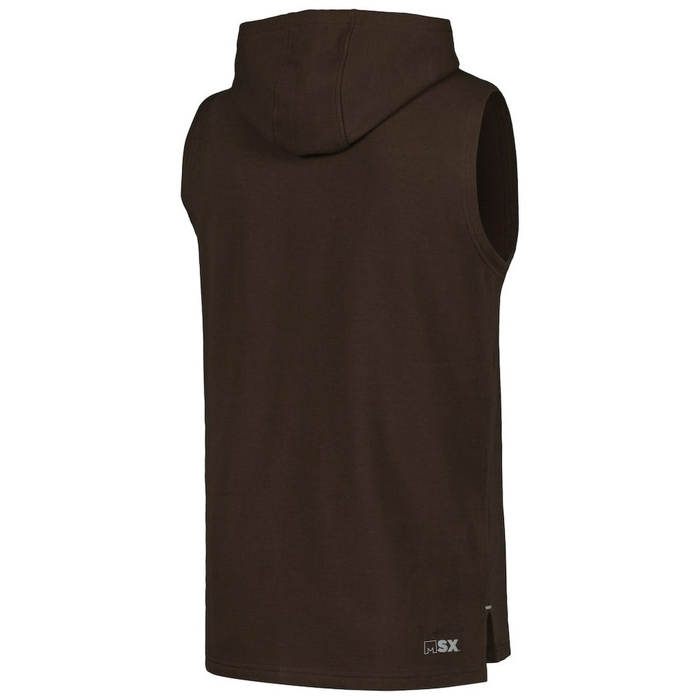 Cleveland Browns MSX by Michael Strahan Captain Sleeveless Hoodie T-Shirt Brown