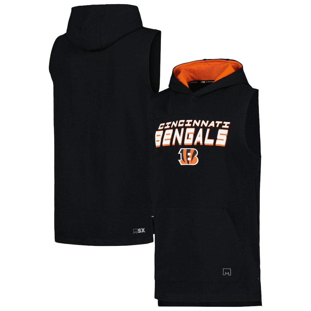 Cincinnati Bengals MSX by Michael Strahan Captain Sleeveless Hoodie T-Shirt Black