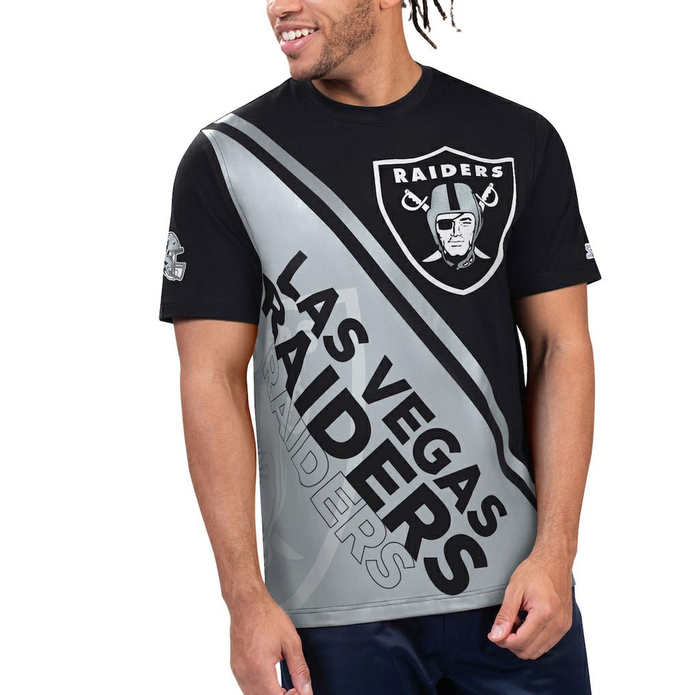 Las Vegas Raiders Starter Finish Line Extreme Graphic T-Shirt Black/Silver
