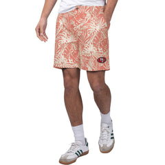 San Francisco 49ers Margaritaville Sandwashed Monstera Print Amphib Shorts Scarlet