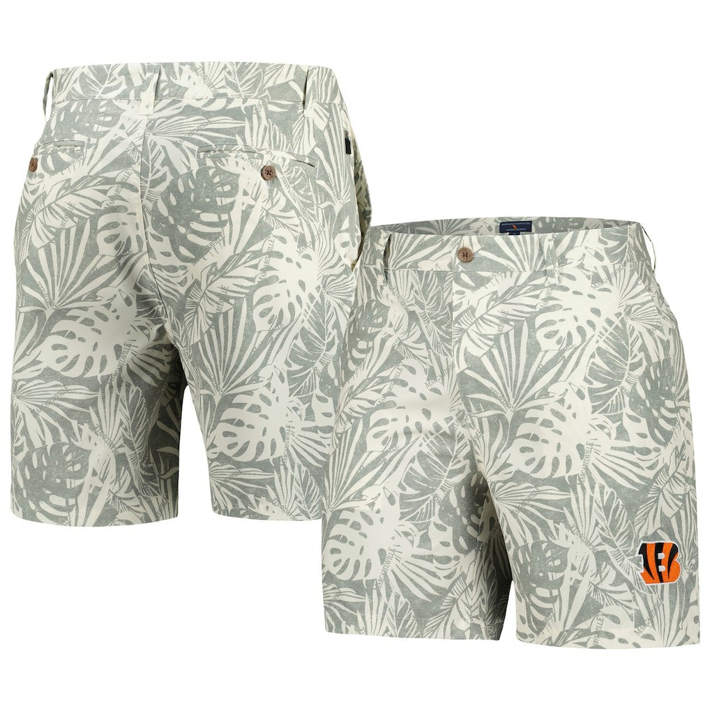 Cincinnati Bengals Margaritaville Sandwashed Monstera Print Amphib Shorts Gray