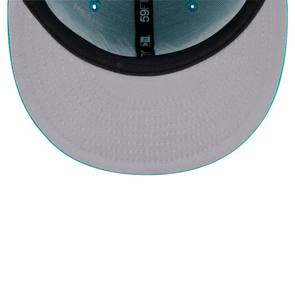 Miami Dolphins New Era Script Sided 59FIFTY Fitted Hat Aqua